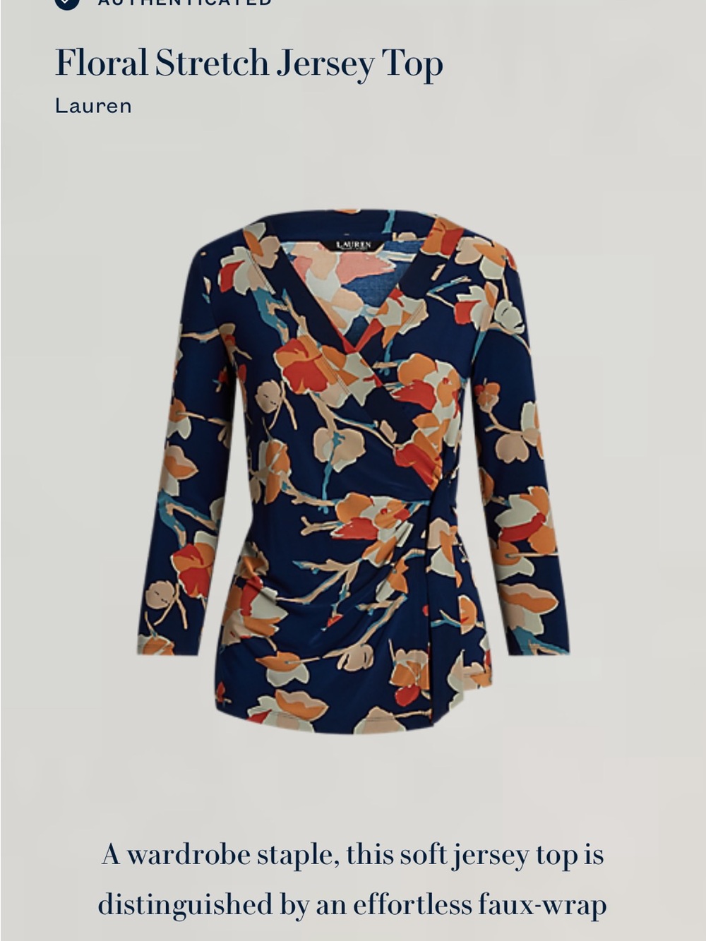 Lauren Ralph Lauren women’s jersey stretch top M/l floral